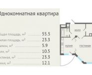 1-комнатная квартира площадью 55.5 кв.м, проезд Александра Невского, 7 | цена 4 250 000 руб. | www.metrprice.ru