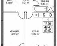 1-комнатная квартира площадью 50.5 кв.м, Автозаводская ул., 23к1 | цена 9 654 372 руб. | www.metrprice.ru