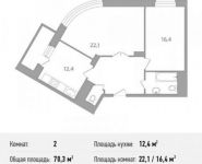 2-комнатная квартира площадью 70.3 кв.м в ЖК "Центр-2", Автозаводская ул. | цена 5 096 750 руб. | www.metrprice.ru