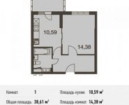 1-комнатная квартира площадью 38.6 кв.м, Амурская улица, вл3Бс1 | цена 4 346 918 руб. | www.metrprice.ru