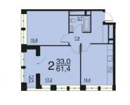 2-комнатная квартира площадью 61.4 кв.м, улица Дмитрия Ульянова, 6к1 | цена 14 177 260 руб. | www.metrprice.ru