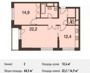 2-комнатная квартира площадью 68.3 кв.м, Волоколамское ш., 67АС1 | цена 11 823 038 руб. | www.metrprice.ru