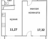 1-комнатная квартира площадью 41.31 кв.м, Народная улица, 23 | цена 2 685 150 руб. | www.metrprice.ru