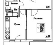 1-комнатная квартира площадью 37.91 кв.м, 2-я Муравская | цена 5 254 326 руб. | www.metrprice.ru