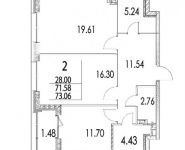 2-комнатная квартира площадью 73.8 кв.м, улица Архитектора Щусева, 2к3 | цена 17 685 727 руб. | www.metrprice.ru