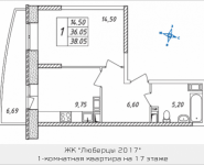 1-комнатная квартира площадью 38.05 кв.м, Дружбы, корп.30 | цена 2 910 825 руб. | www.metrprice.ru