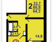 2-комнатная квартира площадью 65.2 кв.м, Москва, корп.8 | цена 6 028 392 руб. | www.metrprice.ru