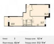 2-комнатная квартира площадью 62.6 кв.м, улица Гришина, 14 | цена 6 022 120 руб. | www.metrprice.ru