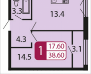 1-комнатная квартира площадью 38.6 кв.м, Ивановская, 7, корп.3Г | цена 3 396 800 руб. | www.metrprice.ru
