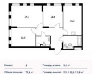 3-комнатная квартира площадью 77 кв.м, Маршала Захарова ул., 7 | цена 11 585 680 руб. | www.metrprice.ru