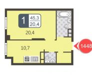1-комнатная квартира площадью 45.3 кв.м в ЖК "Богородский", бульвар Маршала Рокоссовского, 6к1А | цена 7 031 000 руб. | www.metrprice.ru