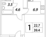 1-комнатная квартира площадью 39.4 кв.м, Тагильская улица, 4с22 | цена 4 581 531 руб. | www.metrprice.ru