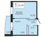 1-комнатная квартира площадью 36.4 кв.м, улица Льва Толстого, 23/7кВ | цена 1 999 618 руб. | www.metrprice.ru