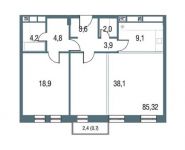 2-комнатная квартира площадью 85.3 кв.м в ЖК "AFI Residence. Павелецкая", Павелецкая наб., 8 | цена 16 365 570 руб. | www.metrprice.ru