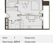 1-комнатная квартира площадью 43.2 кв.м, Новодмитровская улица, 5А | цена 9 222 768 руб. | www.metrprice.ru