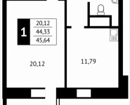 1-комнатная квартира площадью 45.6 кв.м, Клубная, 13 | цена 4 800 768 руб. | www.metrprice.ru