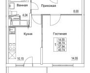 1-комнатная квартира площадью 37.94 кв.м, 2-я Муравская | цена 4 941 062 руб. | www.metrprice.ru