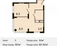 2-комнатная квартира площадью 33.3 кв.м, Северное ш., К9 | цена 1 958 040 руб. | www.metrprice.ru