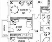 3-комнатная квартира площадью 148 кв.м, улица Николая Химушина, 9к2 | цена 101 612 750 руб. | www.metrprice.ru