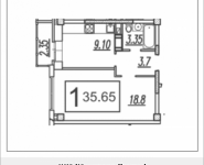 1-комнатная квартира площадью 35.65 кв.м, Садовая, 14 | цена 2 146 059 руб. | www.metrprice.ru