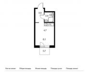 1-комнатная квартира площадью 24.4 кв.м, Боровское ш, 2Ак3 | цена 5 169 677 руб. | www.metrprice.ru