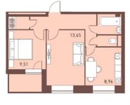 2-комнатная квартира площадью 47.6 кв.м, Калинина ул., 9 | цена 3 453 175 руб. | www.metrprice.ru