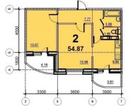 2-комнатная квартира площадью 54.87 кв.м, 5-й микрорайон, 18 | цена 3 007 972 руб. | www.metrprice.ru