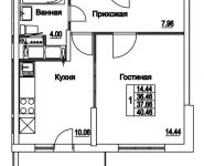 1-комнатная квартира площадью 37.66 кв.м, 2-я Муравская | цена 5 333 559 руб. | www.metrprice.ru