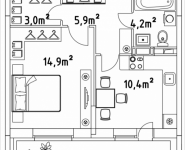 1-комнатная квартира площадью 42 кв.м, Строителей, корп.5 | цена 1 722 000 руб. | www.metrprice.ru