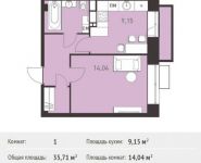 1-комнатная квартира площадью 35.71 кв.м,  | цена 3 038 921 руб. | www.metrprice.ru