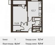 1-комнатная квартира площадью 44.6 кв.м, Акуловская улица, 23 | цена 8 800 454 руб. | www.metrprice.ru