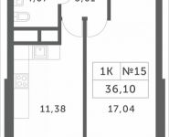 1-комнатная квартира площадью 36.1 кв.м, Мякининское шоссе | цена 3 115 430 руб. | www.metrprice.ru