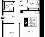 3-комнатная квартира площадью 89.6 кв.м, Клубная, 13 | цена 7 902 720 руб. | www.metrprice.ru