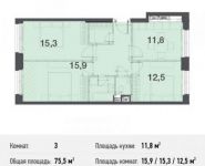 3-комнатная квартира площадью 75.5 кв.м, Глинищевский переулок, 5/7 | цена 5 058 500 руб. | www.metrprice.ru