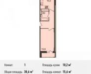 1-комнатная квартира площадью 38.6 кв.м, Бережок ул., 4 | цена 2 572 304 руб. | www.metrprice.ru