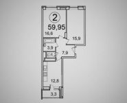 2-комнатная квартира площадью 59 кв.м в Микрорайон "Супонево", улица Крупской, 5 | цена 3 340 000 руб. | www.metrprice.ru