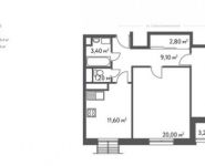2-комнатная квартира площадью 65.4 кв.м, Софьи Ковалевской ул, 20 | цена 10 686 360 руб. | www.metrprice.ru
