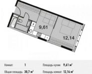 1-комнатная квартира площадью 30.7 кв.м, Донецкая улица, 30с29 | цена 7 073 158 руб. | www.metrprice.ru