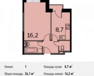 1-комнатная квартира площадью 34.1 кв.м, Сигнальный проезд, 3 | цена 5 513 970 руб. | www.metrprice.ru