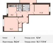 2-комнатная квартира площадью 56 кв.м, Базовская ул., 15 | цена 7 637 000 руб. | www.metrprice.ru