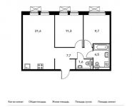 2-комнатная квартира площадью 56.2 кв.м, жилой комплекс Мякинино Парк, 1 | цена 7 075 580 руб. | www.metrprice.ru