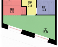 1-комнатная квартира площадью 23.7 кв.м, Некрасова, 6 | цена 2 109 300 руб. | www.metrprice.ru