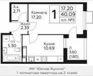 1-комнатная квартира площадью 40.09 кв.м, д.Столбово, уч.40/2, корп.5 | цена 3 185 852 руб. | www.metrprice.ru