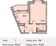 1-комнатная квартира площадью 37.4 кв.м, Потаповская Роща ул., 1К1 | цена 5 385 600 руб. | www.metrprice.ru
