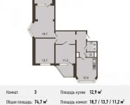 3-комнатная квартира площадью 74 кв.м, Рождественская ул., 29 | цена 8 280 000 руб. | www.metrprice.ru