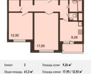 2-комнатная квартира площадью 61.3 кв.м в ЖК "Центр-2", Автозаводская ул., 105 | цена 4 291 000 руб. | www.metrprice.ru