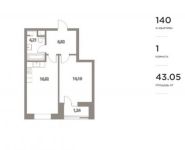 1-комнатная квартира площадью 43.05 кв.м, Котляковский 2-й пер, 1/3 | цена 6 850 290 руб. | www.metrprice.ru