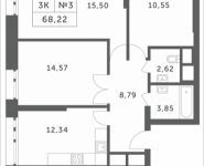 3-комнатная квартира площадью 68.22 кв.м, Мякининское шоссе, 3 | цена 6 399 036 руб. | www.metrprice.ru