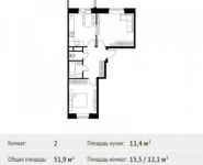 2-комнатная квартира площадью 51.9 кв.м, Липовая ул., ДВЛ3 | цена 3 977 512 руб. | www.metrprice.ru