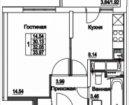 1-комнатная квартира площадью 33.97 кв.м, 2-я Муравская, корп.7 | цена 4 329 254 руб. | www.metrprice.ru